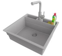 PRIMAGRAN Fregadero Granito Todo Gris - Bergen Double Pocket, 56x54cm