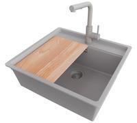PRIMAGRAN Fregadero Granito Todo Gris - Bergen Low Cut Top Slim, 56x53cm
