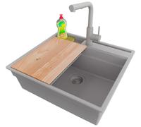 PRIMAGRAN Fregadero Granito Todo Gris - Oslo Pocket, 58x53cm