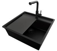 PRIMAGRAN Fregadero Granito Todo Negro - Bergen Low Cut Top Slim, 56x53cm