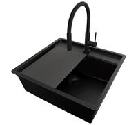 PRIMAGRAN Fregadero Granito Todo Negro - Bergen Low Cut Top Slim, 56x53cm