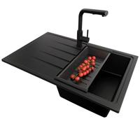 PRIMAGRAN Fregadero Granito Todo Negro - Milano, 78x50cm
