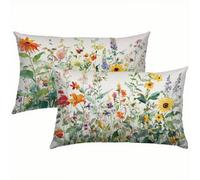 Primavera Fundas Cojines 60x80 Terciopelo Juego de 2, Funda Cojin Flores Súper Suaves y Cómodas, Funda de Almohada con Cremallera Oculta, Durable y Fácil Cuidado, para Sofá, Cama, Silla S6-614