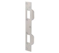 Prime-Line productos U 10385 puerta Strike, se adapta a 5 - 1/2 in. a 6 en. Centros de orificios, acero, chapado en níquel satinado