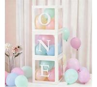 Primer Cumpleaños Fiesta Decoración Cajas, Niñas Una Letra Baby Shower Globos Cajas, Rosas Globos Bloques, 1 Año Cumpleaños Fiesta Suministros, Primer Cumpleaños Fondo