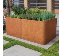 PRIMEYARD Design 146 x 80 x 80 cm Huerto urbano, acero corten, aspecto óxido, con base perforada - (GFPV00828)