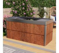 PRIMEYARD Design 200 x 85 x 77 cm Huerto urbano, acero corten, aspecto óxido, Incl. Semillero - (GFPV00789)