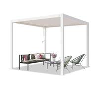 PRIMEYARD Pérgola 3x3 m, Postes Aluminio, Techo de Lamas Acero, Blanco | Uso todo el año - bioclimática: lamas ajustables de acero - postes de aluminio aprox. 10x10 cm - sistema de drenaje de agua
