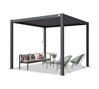 PRIMEYARD Pérgola 3x3 m Postes de Aluminio con Techo de Lamas de Acero pabellón de jardín Antracita