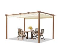 PRIMEYARD Pérgola 3x4 m pabellón de jardín con Techo corredizo - Marco de Acero Aspecto de Madera