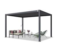 PRIMEYARD Pérgola 3x4 m, Postes Aluminio, Techo de Lamas Acero, Antracita | Uso todo el año - bioclimática: lamas ajustables de acero - postes de aluminio aprox. 10x10 cm - sistema de drenaje de agua