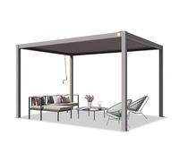 PRIMEYARD Pérgola 3x4 m, Postes Aluminio, Techo de Lamas Acero, Gris | Uso todo el año - bioclimática: lamas ajustables de acero - postes de aluminio aprox. 10x10 cm - sistema de drenaje de agua