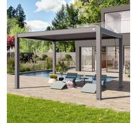 PRIMEYARD Pérgola, 3x4m, techo de lamas, gris perla - (400116)