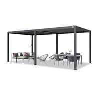 PRIMEYARD Pérgola 3x6 m, Postes Aluminio, Techo de Lamas Acero, Antracita | Uso todo el año - bioclimática: lamas ajustables de acero - postes de aluminio aprox. 10x10 cm - sistema de drenaje de agua