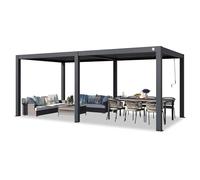 PRIMEYARD Pérgola 3x6 m, Postes y Techo de Lamas de Aluminio, Antracita | Uso todo el año - bioclimática: lamas ajustables de aluminio - postes de aluminio aprox. 10x10cm - sistema de drenaje de agua