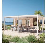 PRIMEYARD Pérgola, 3x6m, techo de lamas, blanco - (400120)