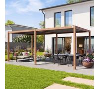 PRIMEYARD Pérgola, 3x6m, techo de lamas, óptica de madera - (400112)