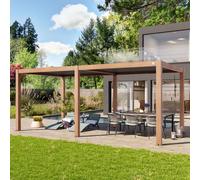 PRIMEYARD Pérgola, 3x6m, techo de lamas, óptica de madera - (400121)