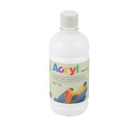 PRIMO Morocolor Acryl, 1 Frasco de 500 ml de Color Acrílico Fino, Blanco, Efecto Cubriente y Luminoso, equipado con Tapón Dosificador