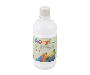 PRIMO Morocolor Acryl, 1 Frasco de 500 ml de Color Acrílico Fino, Blanco, Efecto Cubriente y Luminoso, equipado con Tapón Dosificador