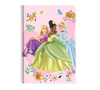 Safta Cuaderno espiral PRINCESAS DISNEY Magical, Folio 80 hojas, tapas duras, cuadrícula 4x4 mm
