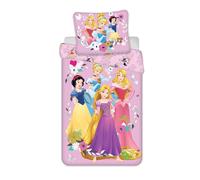 Disney Juego de funda nórdica y funda de almohada Princesas Rosa y multicolor 1 unidad