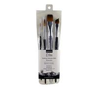 PRINCETON ARTIST BRUSH CO. PRINCETON Aqua Elite, Pinceles para acuarela de bellas artes, Sintético Kolinsky Sable, Set de 4 pinceles, mango corto, Funda de plástico, 4 unidades