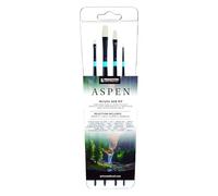 Princeton Aspen Set de Pinceles para Acrílico y Óleo, Negro, 4pzs | fibras rígidas estables, acrílico y óleo, sintético, mango largo, férula antirreflectante, artistas adultos de bellas artes