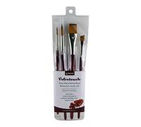 Princeton Velvetouch, Pinceles para multi-técnica de bellas artes, Sintético, Set de 4 pinceles, mango corto, Funda de plástico, 4 unidades