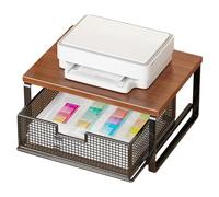 Printer Stand with Storage - Space Saving Double-Tier,Office Organizer Desk Printer Shelf - for Home School Kitchen Counter Workstation Craft Room Oven