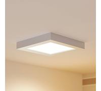 Prios Plafón LED Alette, plateado, 22,7 cm, 18 W, atenuable
