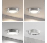 Prios Plafón LED Edwina, plata, 18 cm, CCT, IP44