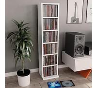 Prissent Mueble para CD blanco, 21 x 20 x 88 cm, madera multicapa para ahorrar espacio, estantería estrecha y alta para salón