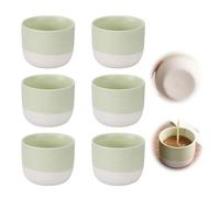 PRITOK Juego de 6 tazas de café de cerámica de 150 ml, de pared gruesa, coloridas, de gres, sin asa, para café, té y leche