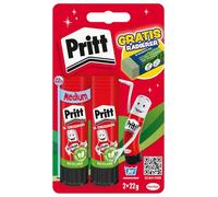 Pritt Barra adhesiva BTS, set promocional con 2 barras adhesivas medianas de 22 g y un borrador, adhesivo seguro y apto para niños, ideal para manualidades, trabajos artísticos y para el colegio