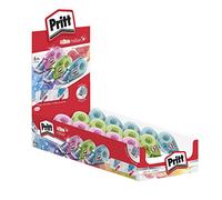 Pritt Micro Rolli, correctores de bolígrafo para tapar errores, cintas correctoras que no dejan manchas, corrector escolar en azul, verde y rosa, 15 x (5mm x 6m)