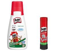 Pritt Pegamento para manualidades, pegamento multiuso de secado transparente para el hogar, la escuela o la oficina, set con 1 frasco à 100 g y 1 Pritt Stick Kebestift 11 g