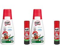 Pritt Pegamento para manualidades, pegamento multiuso de secado transparente para el hogar, la escuela o la oficina, set con 1 frasco à 100 g y 1 Pritt Stick Kebestift 11 g (Paquete de 2)