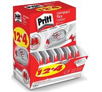 Pritt Rodillo corrector Compact Flex con punta flexible y función push-pull, se puede escribir encima inmediatamente, ancho aprox. 4,2 mm, longitud aprox. 10 m, juego con 16 rodillos