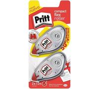 Pritt Roller Compact, corrector roller para tapar errores, correctores de bolígrafo y textos impresos, versátil corrector blanco para frases y letras, 2 x (4,2mm x 10m)