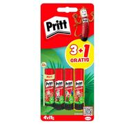Pritt Barra Adhesiva, pegamento infantil seguro para niños para manualidades, cola universal de adhesión fuerte para estuche escolar y oficina, 3+1 x 11 g Pritt Stick