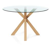 PRIVATEFLOOR Mesa de Comedor Redonda - 120CM - Cristal - Tauwa