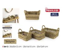 Privilege Set de 3 cestas rectangulares con asas
