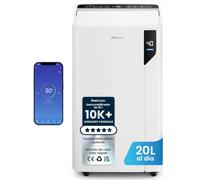 Pro Breeze Deshumidificador 20L/Día con WiFi, Antihumedad, Deshumidificador Silencioso con Sensor Automático, Modo Ropa, Drenaje Continuo, Temporizador 24H, Bajo Consumo para Casa