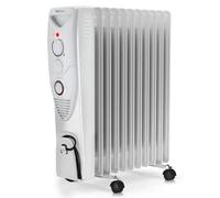Pro Breeze Radiador de Aceite de 2500 W, 11 Aletas, 3 Niveles de Potencia, Termostato Ajustable, Temporizador, Auto Apagado de Seguridad, Calentador Eléctrico Portátil con Ruedas - Blanco