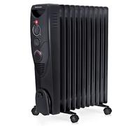 Pro Breeze Radiador de Aceite de 2500 W, 11 Aletas, 3 Niveles de Potencia, Termostato Ajustable, Temporizador, Auto Apagado de Seguridad, Calentador Eléctrico Portátil con Ruedas - Negro