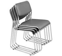 pro.tec Juego de 4 Sillas de Conferencia Apilables Silla de Oficina de Cuerpo Sintético con Respaldo para Salas de Reunión Salas de Espera Metal Cromado 77 x 51 x 55 cm - Gris