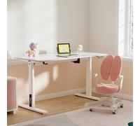 pro.tec] Mesa Escritorio Infantil Regulable en Altura (55-81 cm) Mesa para Niños con Ganchos de Acero y Aglomerado (LxAn) 120 x 60 cm - Blanco