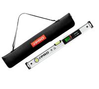 PRO900 Nivel de burbuja digital 60cm con 2 pantallas LCD y bolsa de transporte - Nivel electrónico con memoria de valores de medición para hasta 19 resultados - Protección IP65 - Color Blanco