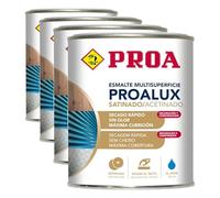PROA PROALUX Esmalte al agua Multiadherente. Marrón RAL 8016. 250 ML. Multisuperficie. SATINADO (Paquete de 4)